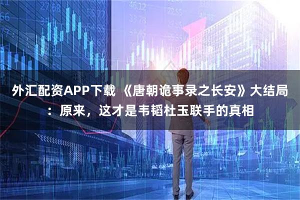 外汇配资APP下载 《唐朝诡事录之长安》大结局：原来，这才是韦韬杜玉联手的真相